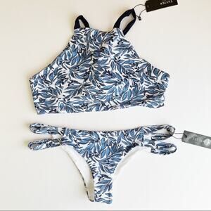 TAVIK Paradise Sea Blue Halter Cheeky Bikini Swim Set